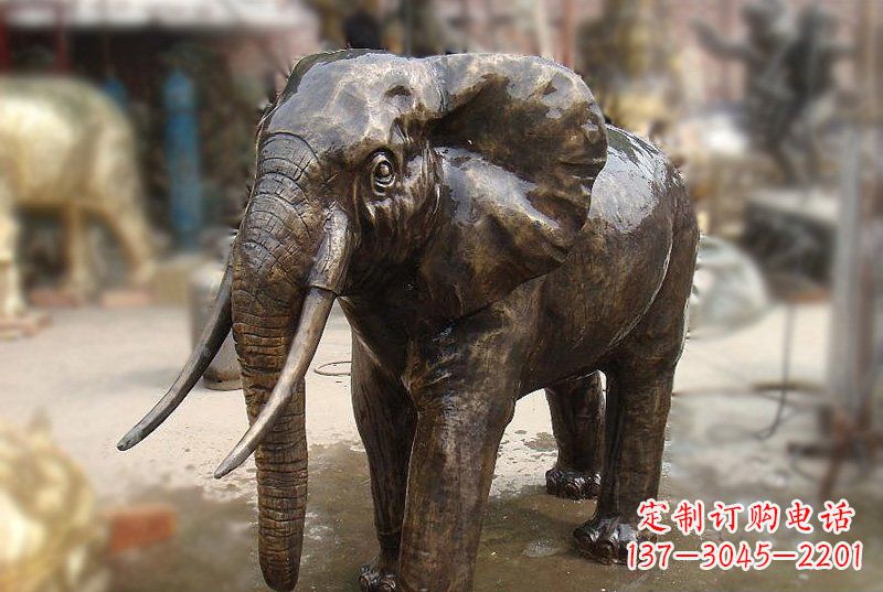 宁夏优雅而典雅的铜质大象雕塑