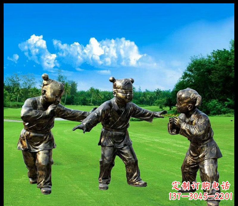 宁夏精致的儿童铜雕造型,增添公园乐趣