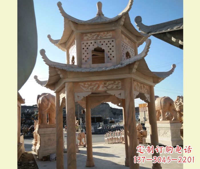 宁夏中式双层石雕凉亭