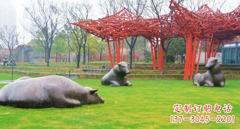 宁夏中领雕塑精美休闲动物铜雕