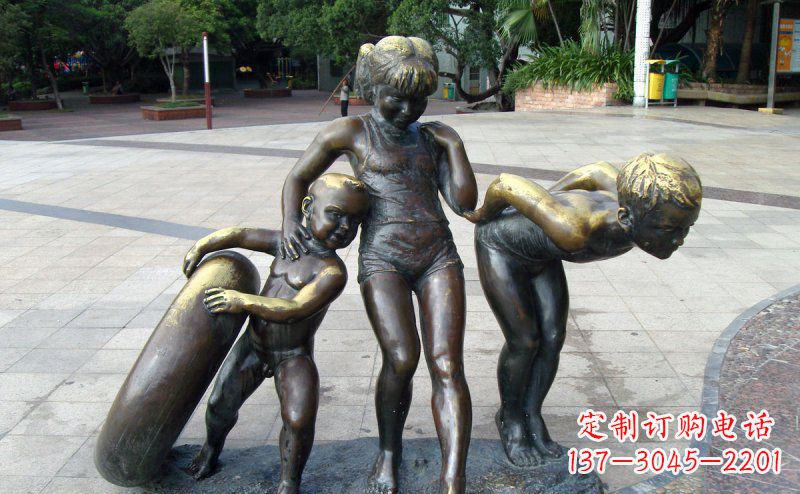 宁夏公园小孩小品铜雕