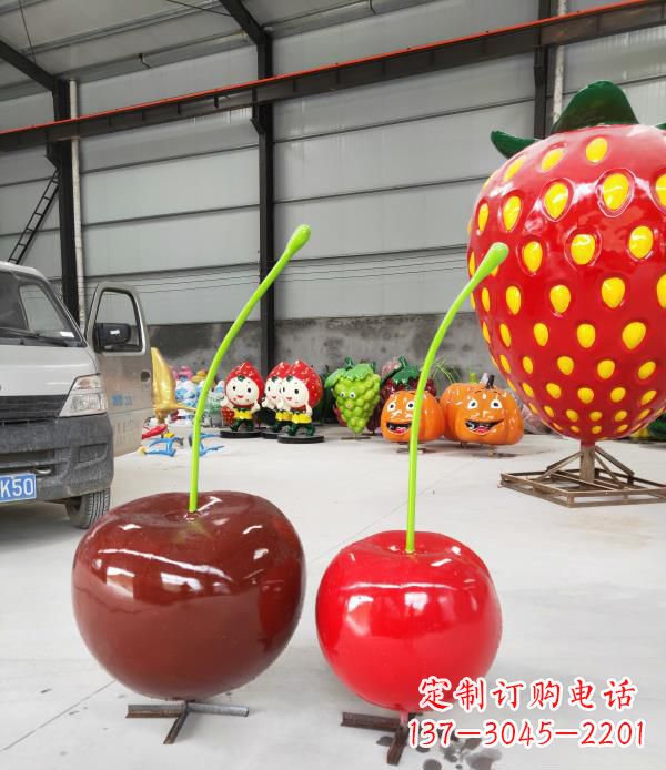 宁夏领雕塑玻璃钢仿真樱桃水果雕塑