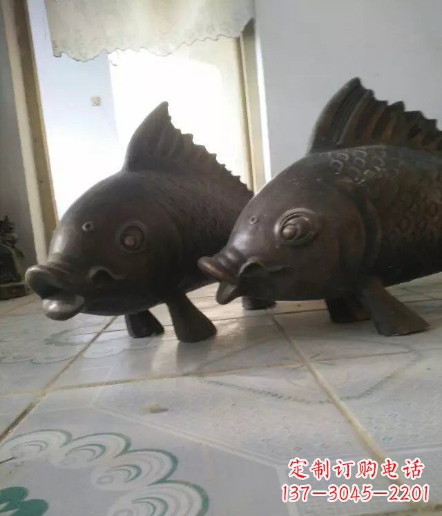宁夏公园小鱼景观动物铜雕