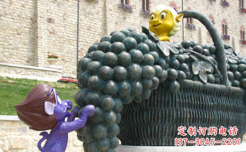 宁夏精致雕刻,定制葡萄花篮雕塑