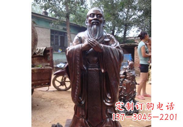 宁夏古代教育家人物孔子玻璃钢仿铜雕塑