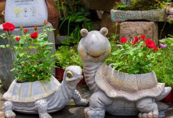 宁夏铸铁乌龟花盆雕塑