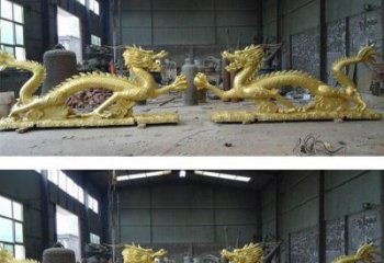 宁夏古典传统双龙戏珠铜雕塑