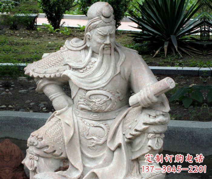 宁夏中领雕塑:经典古典关公石雕