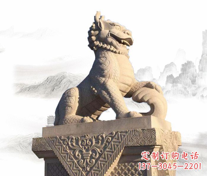 宁夏精美古典大理石麒麟石雕