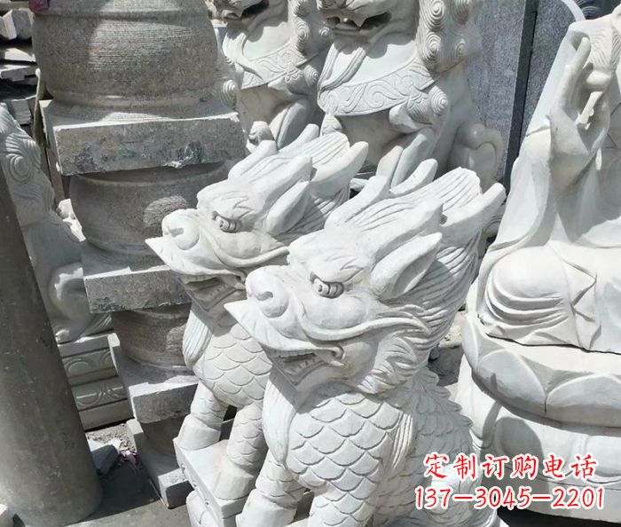 宁夏传统工艺,精细做工,古代神兽大理石麒麟石雕高端定制