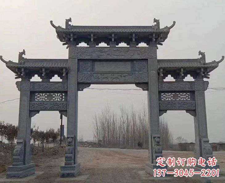 宁夏古石牌坊-手工精雕细琢牌坊雕塑