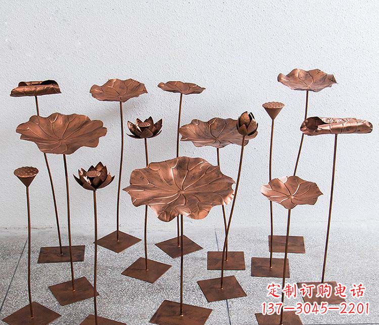 宁夏精美古铜色荷花不锈钢雕塑