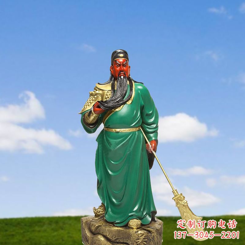 宁夏精美彩绘关公雕塑
