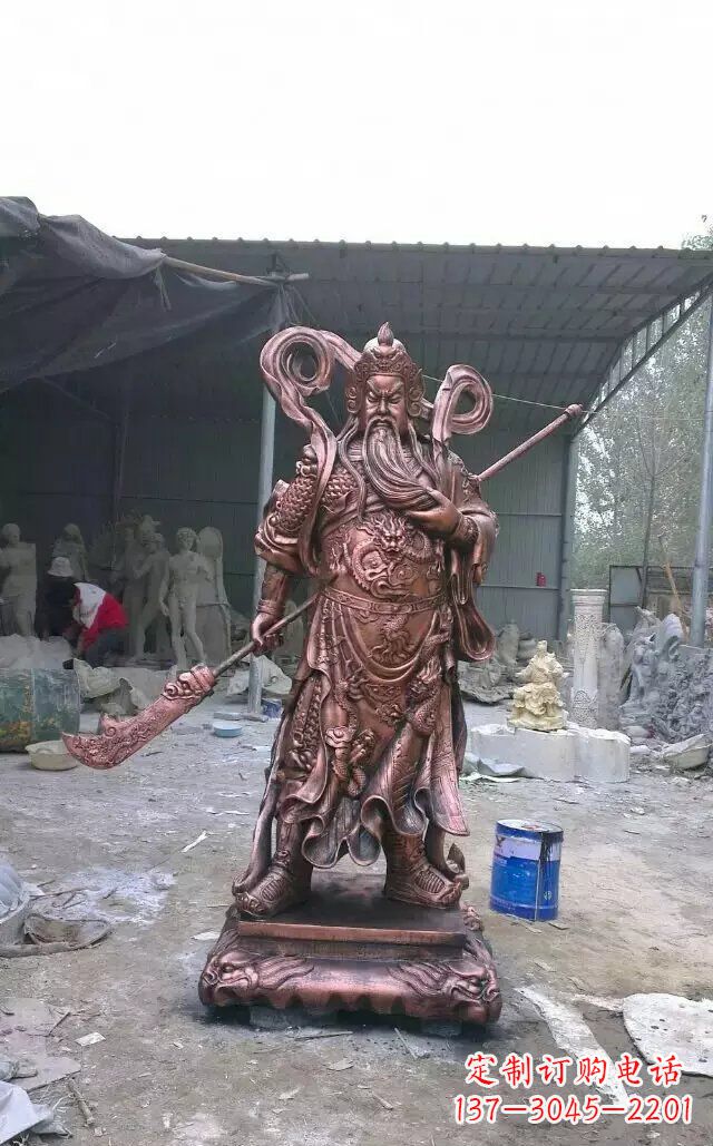 宁夏精美关公红铜雕塑
