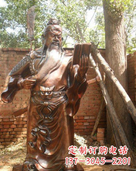 宁夏关公看书铸铜人物铜雕