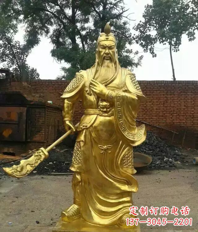 宁夏关公提刀武财神铜雕 (5)