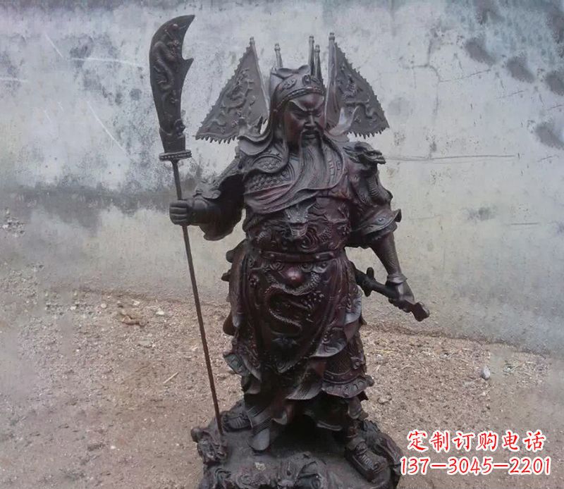 宁夏来自中国神话传说的关公提刀铜雕