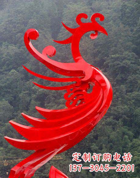 宁夏广场不锈钢彩色凤凰雕塑