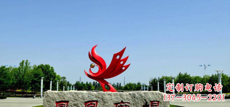 宁夏广场不锈钢抽象凤凰雕塑 (3)