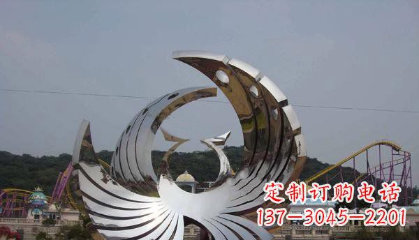 宁夏广场不锈钢抽象凤凰雕塑 (2)