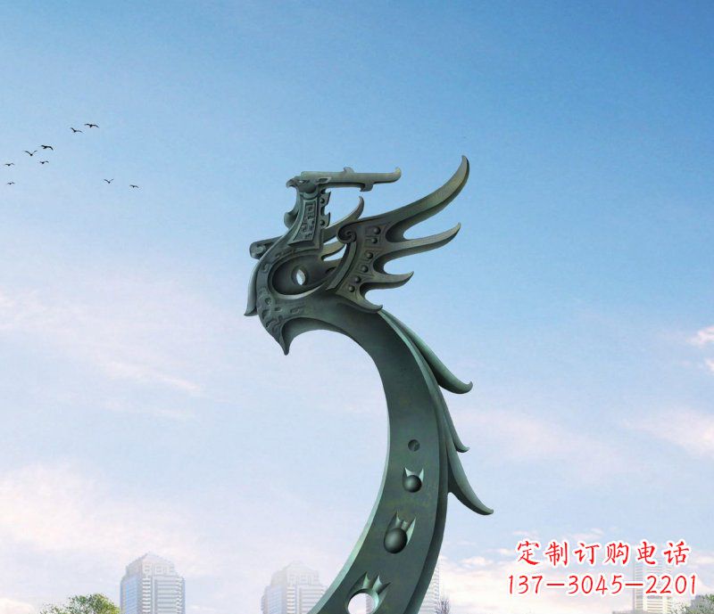 宁夏中领雕塑|抽象凤凰不锈钢雕塑
