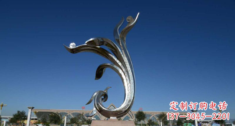 宁夏优雅迷人的不锈钢抽象凤凰雕塑