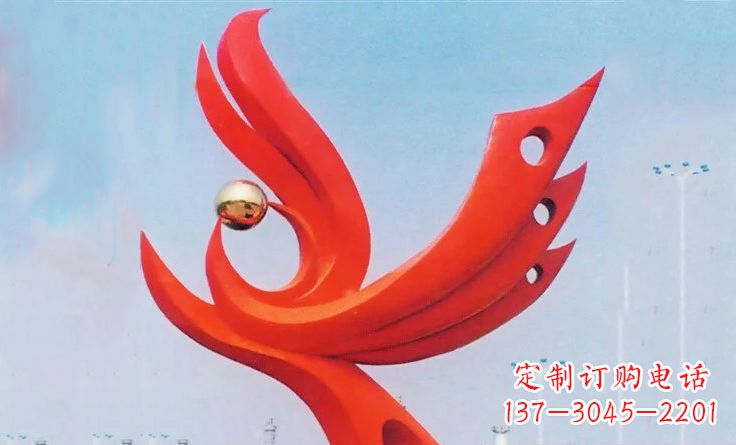 宁夏新中领雕塑-不锈钢抽象凤凰雕塑