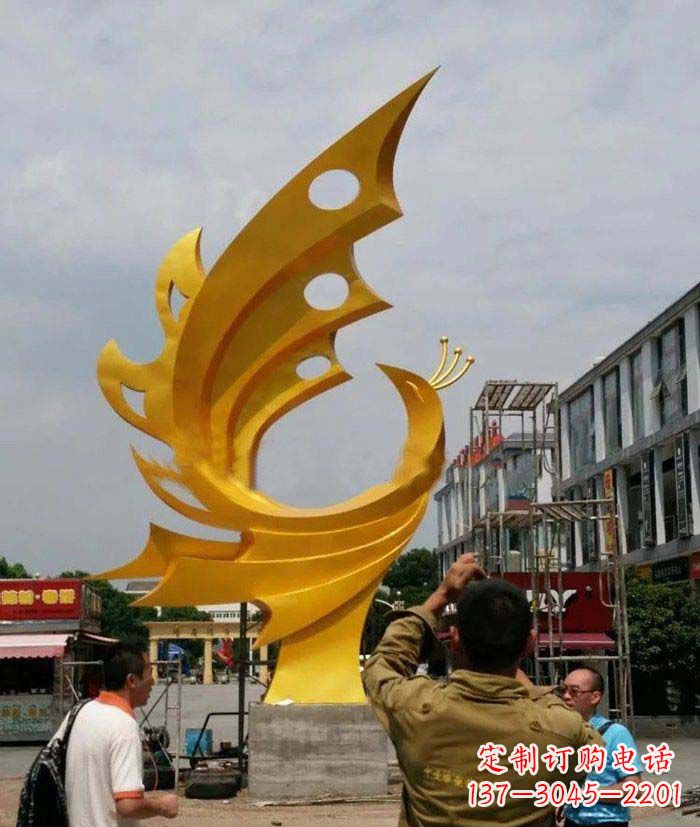 宁夏精致大气的不锈钢抽象凤凰雕塑