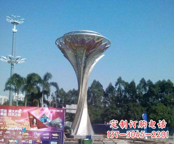 宁夏精美大型不锈钢抽象莲花雕塑