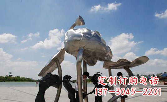 宁夏不锈钢仿真莲花莲叶雕塑