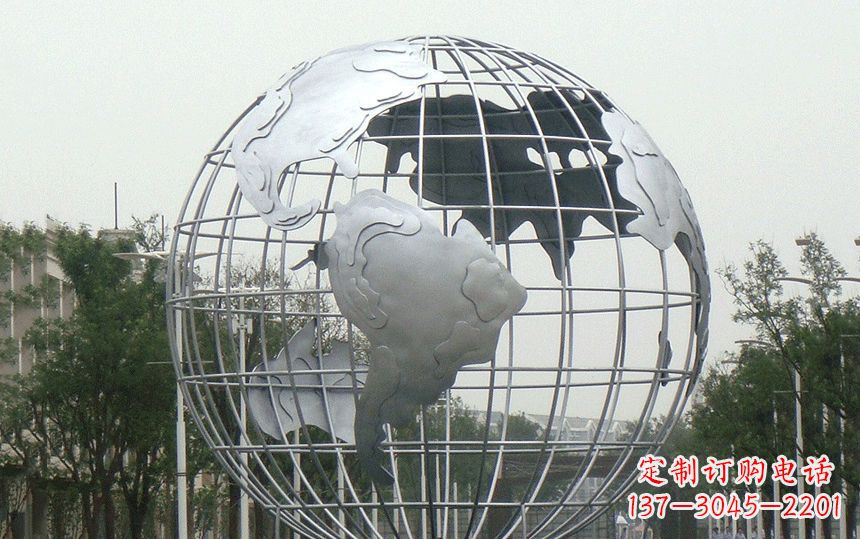 宁夏金属太空,伊中领雕塑的不锈钢地球雕塑;