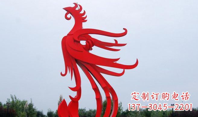 宁夏中领雕塑制作的精美不锈钢凤凰雕塑