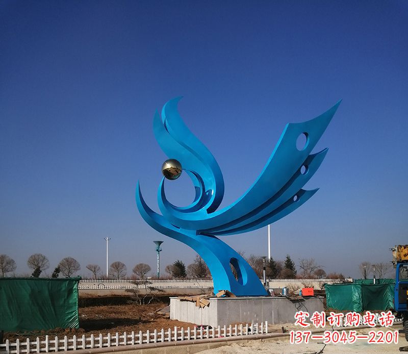 宁夏广场不锈钢凤凰雕塑
