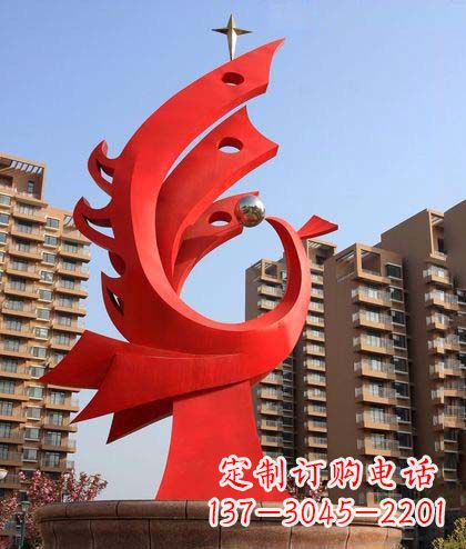 宁夏广场不锈钢凤凰明珠抽象雕塑