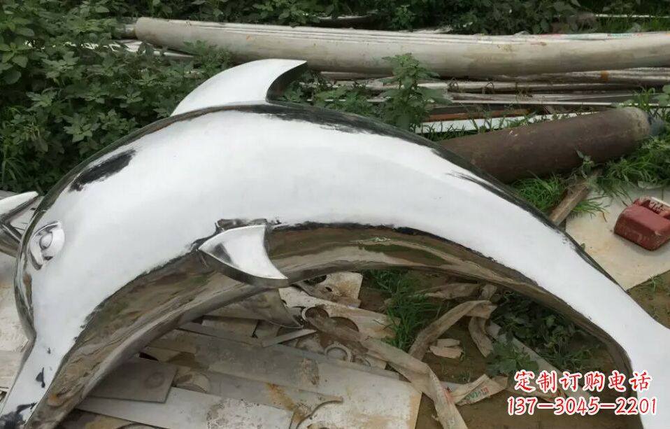宁夏广场不锈钢海豚雕塑 (2)