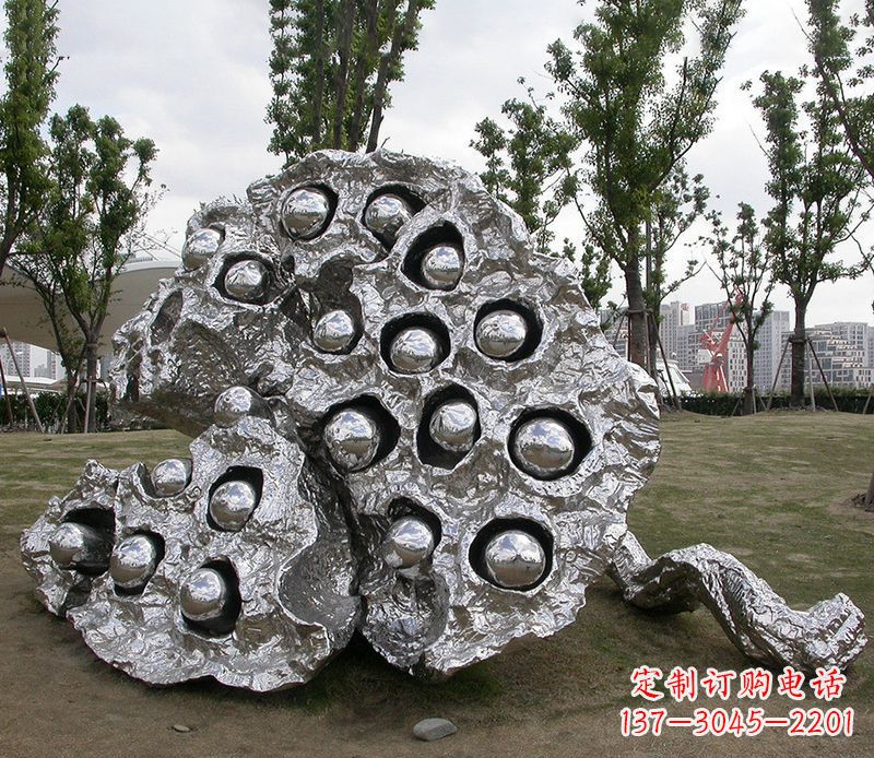 宁夏中领雕塑出品:高端不锈钢莲蓬雕塑