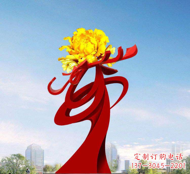 宁夏广场不锈钢牡丹花开雕塑