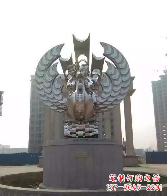 宁夏广场不锈钢童趣凤凰雕塑