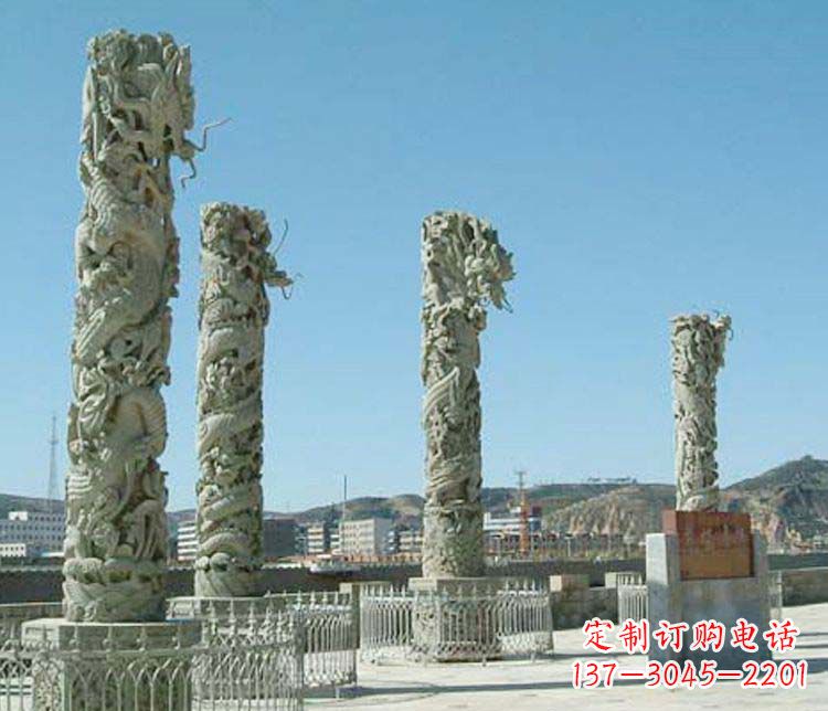 宁夏中领雕塑的大理石盘龙柱景观石雕
