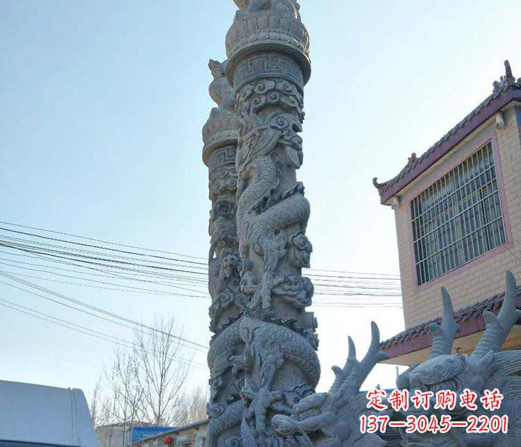 宁夏精美广场大理石龙柱雕塑