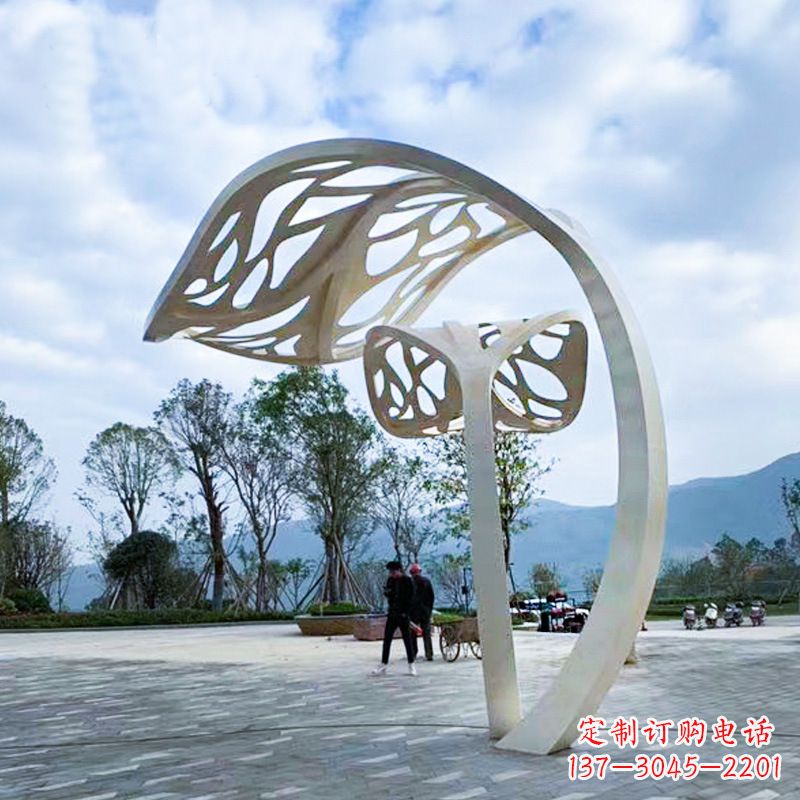 宁夏精致的不锈钢树叶雕塑