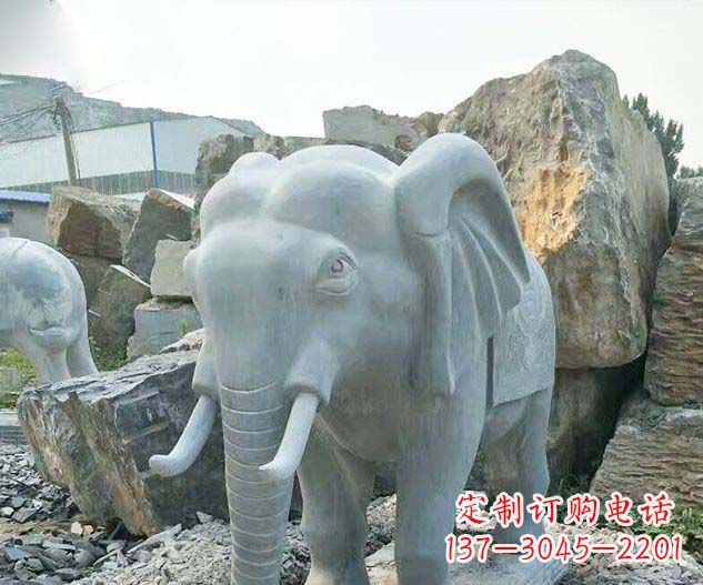 宁夏广场景观大理石大象石雕 (2)