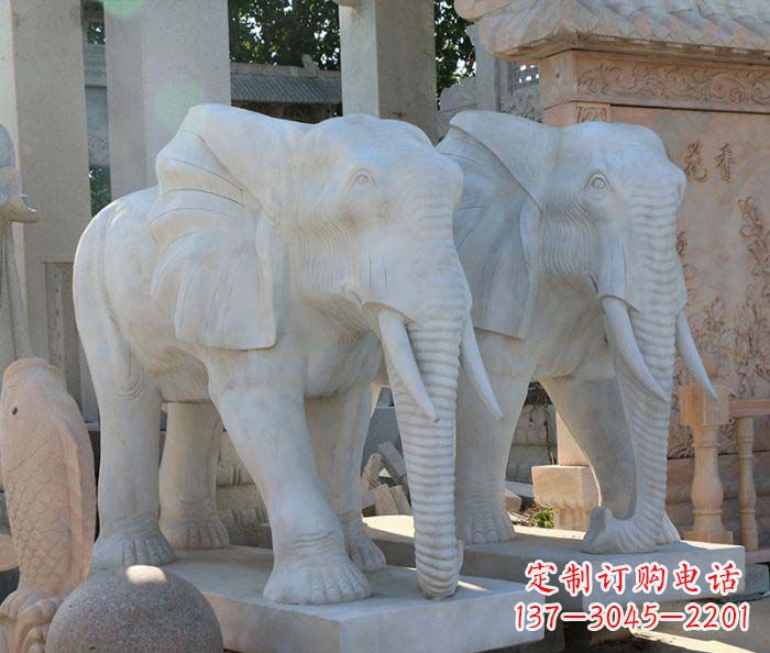 宁夏广场景观大理石大象石雕 (3)