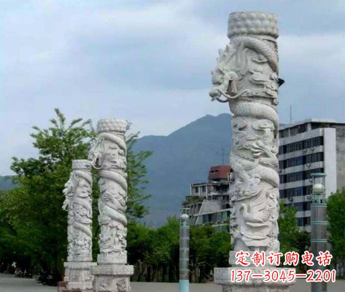 宁夏精美工艺大理石龙柱雕塑