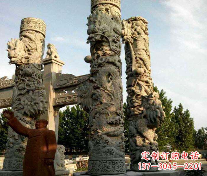 宁夏中领雕塑推出的震撼龙柱大理石雕,是一种典…