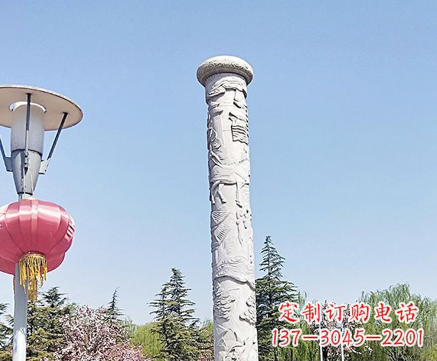 宁夏中领雕塑的大理石龙柱石雕