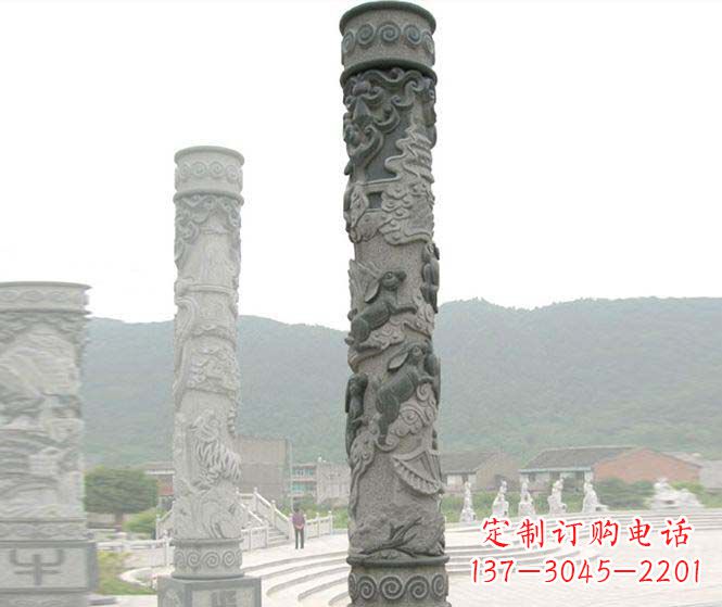 宁夏中领雕塑:多彩活力的12生肖石柱