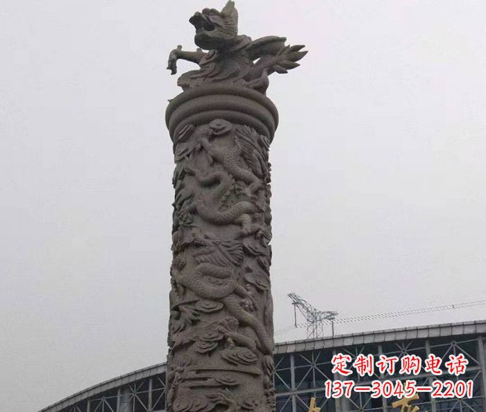 宁夏中领雕塑|仿古盘龙柱石雕