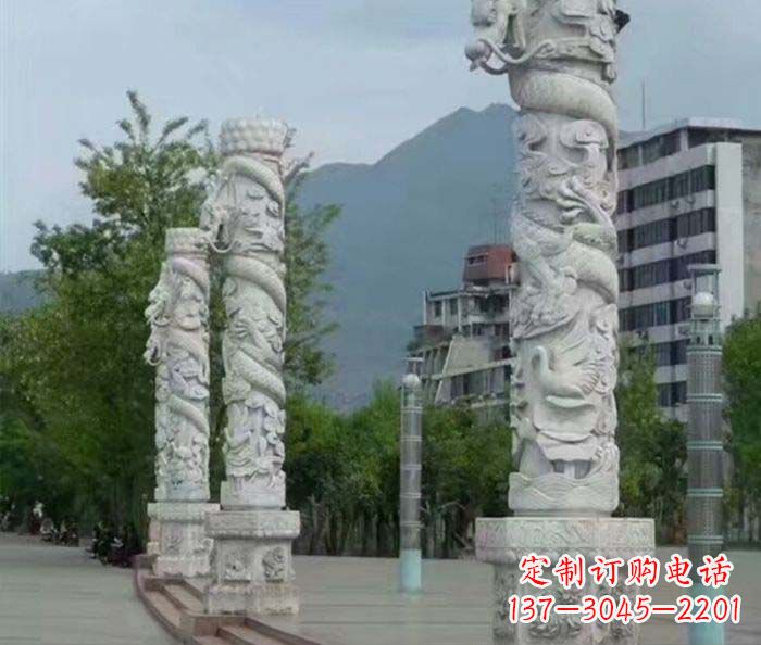 宁夏定制精美的盘龙柱石雕