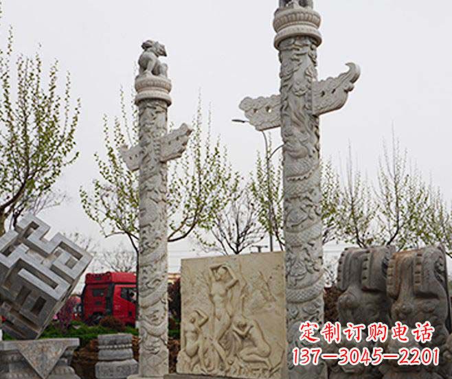 宁夏广场景观盘龙柱石雕